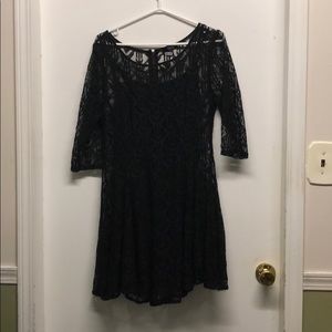 Black 3/4 sleeve skater dress